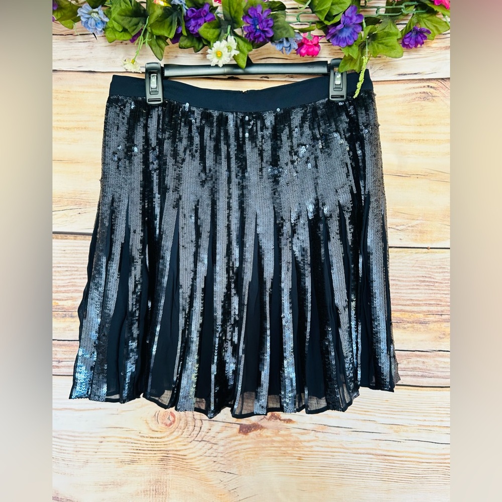 Banana Republic Women’s Navy Blue Sequin Pleated Mini Skirt Size 6